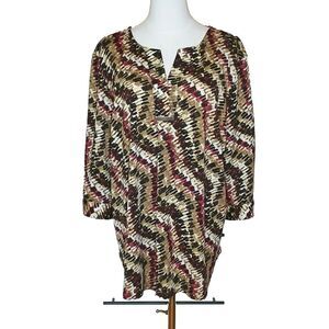 Established 1962 Women's 1X V Neck Blouse With Metal Accent Casual Preppy Work